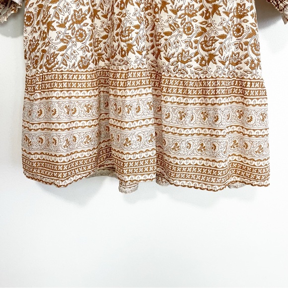 BOGO! Cleobella Rosy Block Print Cotton Mini Dress Tan Size Small - Picture 7 of 11